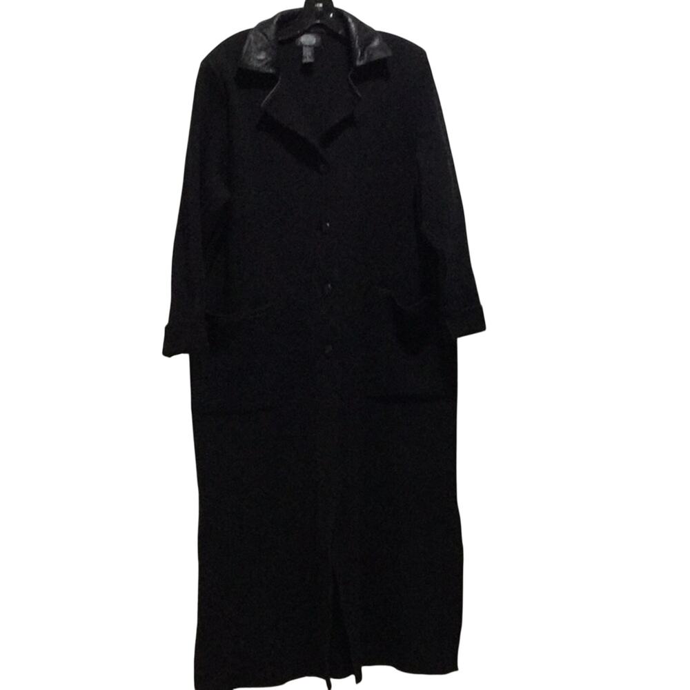 Magic black sweater coat w/leather trim L worn 1x